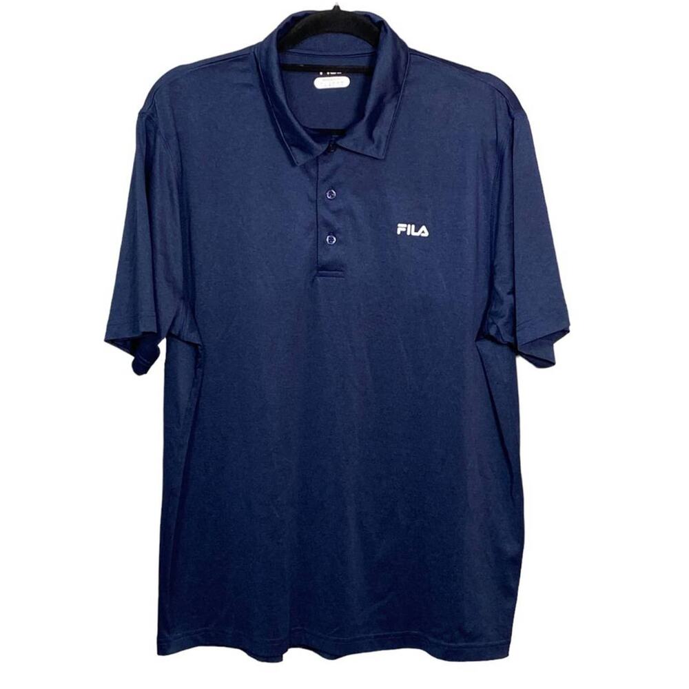 Fila Golf Polo Navy Blue Large Mens Performance Shirt Short Sleeve Wicking